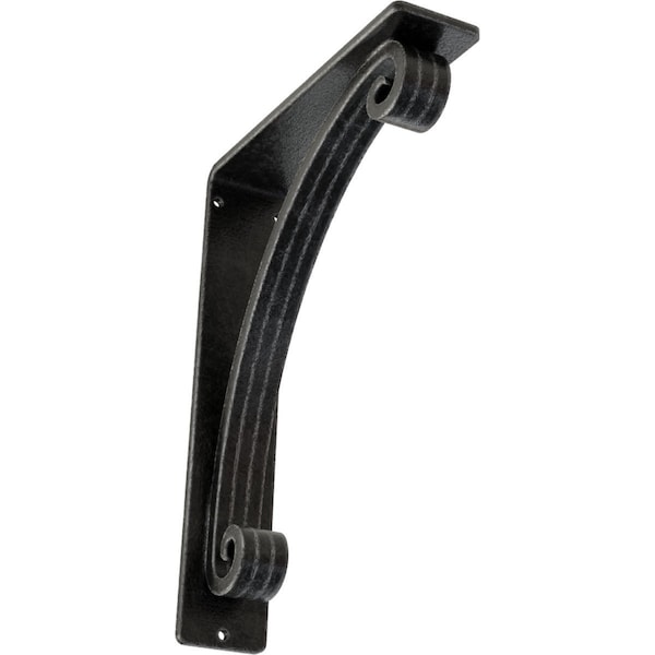 Ekena Millwork Legacy Wrought Iron Bracket, (Triple center brace), Antiqued Pewter 2"W x 7 1/2"D x 10"H BKTM02X07X10TLEAPW - main